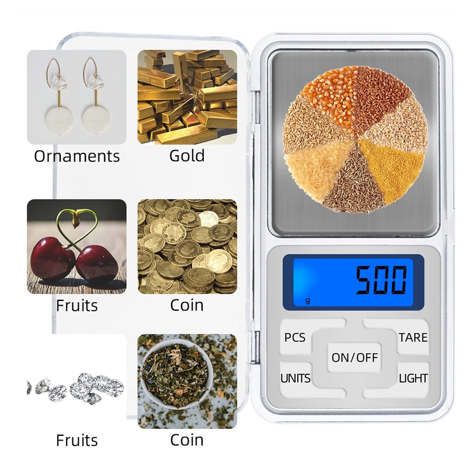 500g 0.01g Elettronico Digale Scale Di Gioielli 500g 0.01 Da Cucina Portatile Bilance Tascabili Stabile Blu A CRISTALLI LIQUIDI Del Peso Di Equilibrio 6 Unà - Foto 2