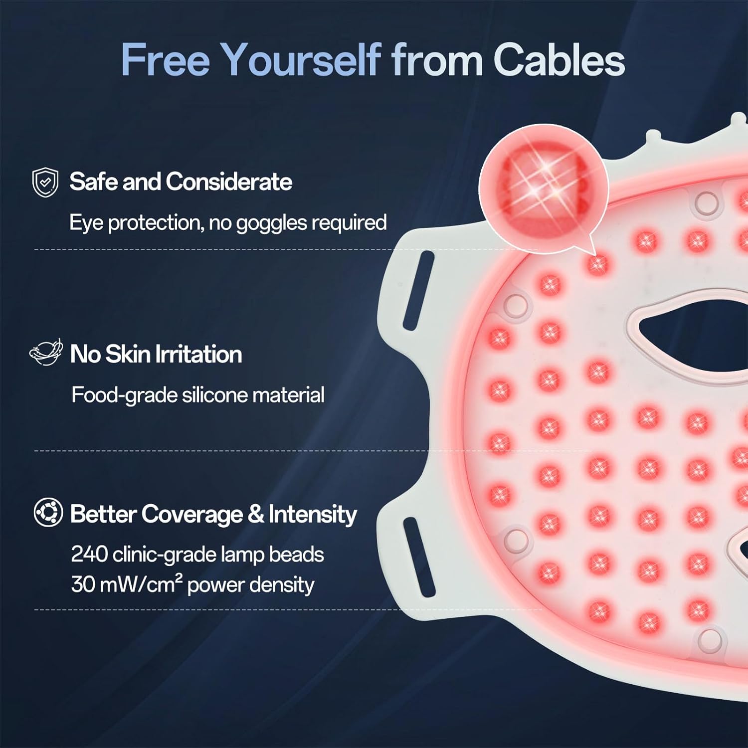 SUERBEATY Red Light Mask for Face, 7 Colors Red Light Mask, Cordless, Soft Flexible, Portable & Lightweight for Home & Travel, Rechargeable Facial Masks for Mom Sister Girlfriend Wife (Green) - Image 4