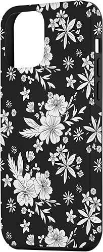 Miniatura 2 de iPhone 12 mini caso - único negro y blanco flores hojas floral teléfono caso