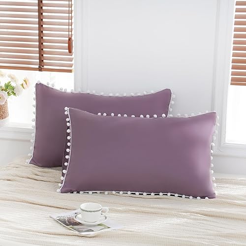 Miniatura 267 de Blue Body Pillow Cover Shabby Chic Long Pillow Case Cover Navy Blue Pom Poms Fringe Body Pillow case with Pocket Closure 20x54 inches(Body,Navy Blue)