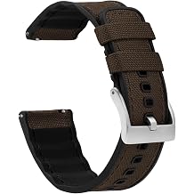 BARTON WATCH BANDS with Integrated quick release spring bars - Hybrid Silicone - Cordura Fabric, Water-Resistant Leather and Silicone Hybrid Watch Bands - Choice of Color & Width 18mm, 20mm, 22mm