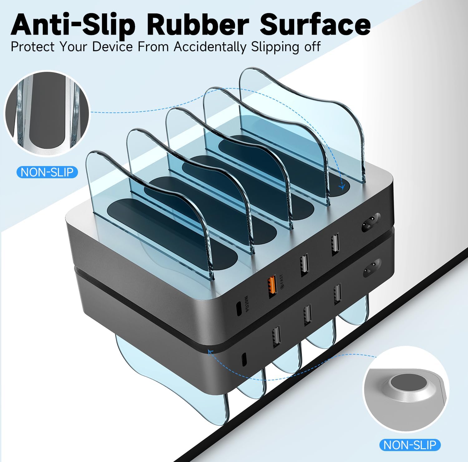 Charging Station for Multiple Devices - 4-Port 20W PD USB-C Charger for iPhone iPad Smartphones Tablets,Universal Compatibility, Detachable Baffle Design - Image 4