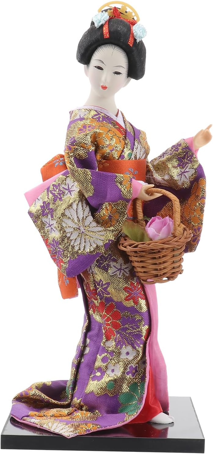 VOSAREA 12 Inch Japanese Geisha Kimono Doll Collectible Asian Kimono Doll Figurine Geisha Decoration Ornaments