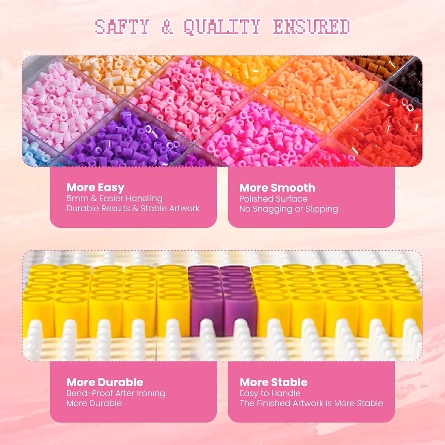 24,000 Fuse Beads Kit for Kids, 48 Colors 5mm Melting Beads Set with Pegboards, Ironing Paper, Tweezers & Accessories, Arts and Crafts Activity for Boys and Girls