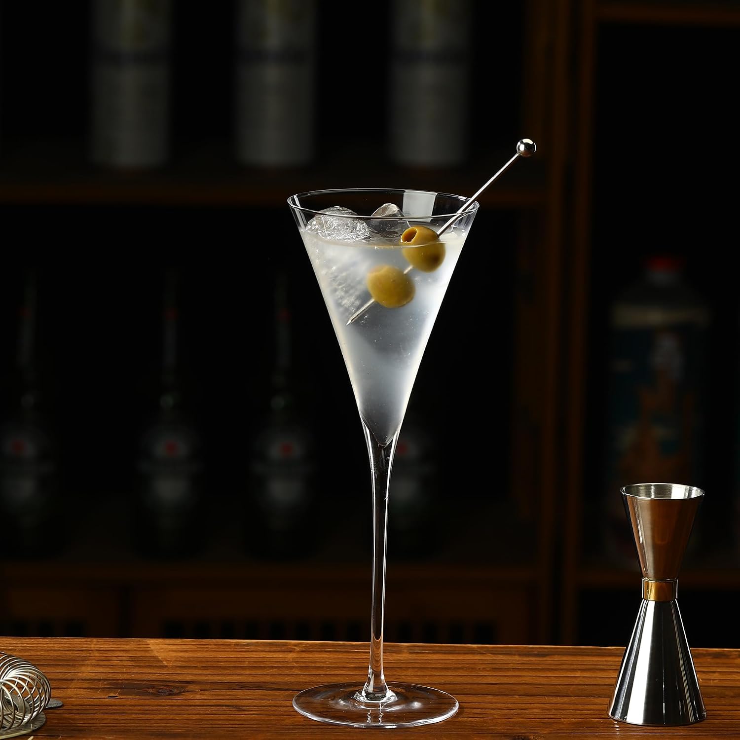 Crystal Martini Glasses, Set of 6, Hand Blown Clear Glass Stemware, 4 oz, Modern Style for Cocktails