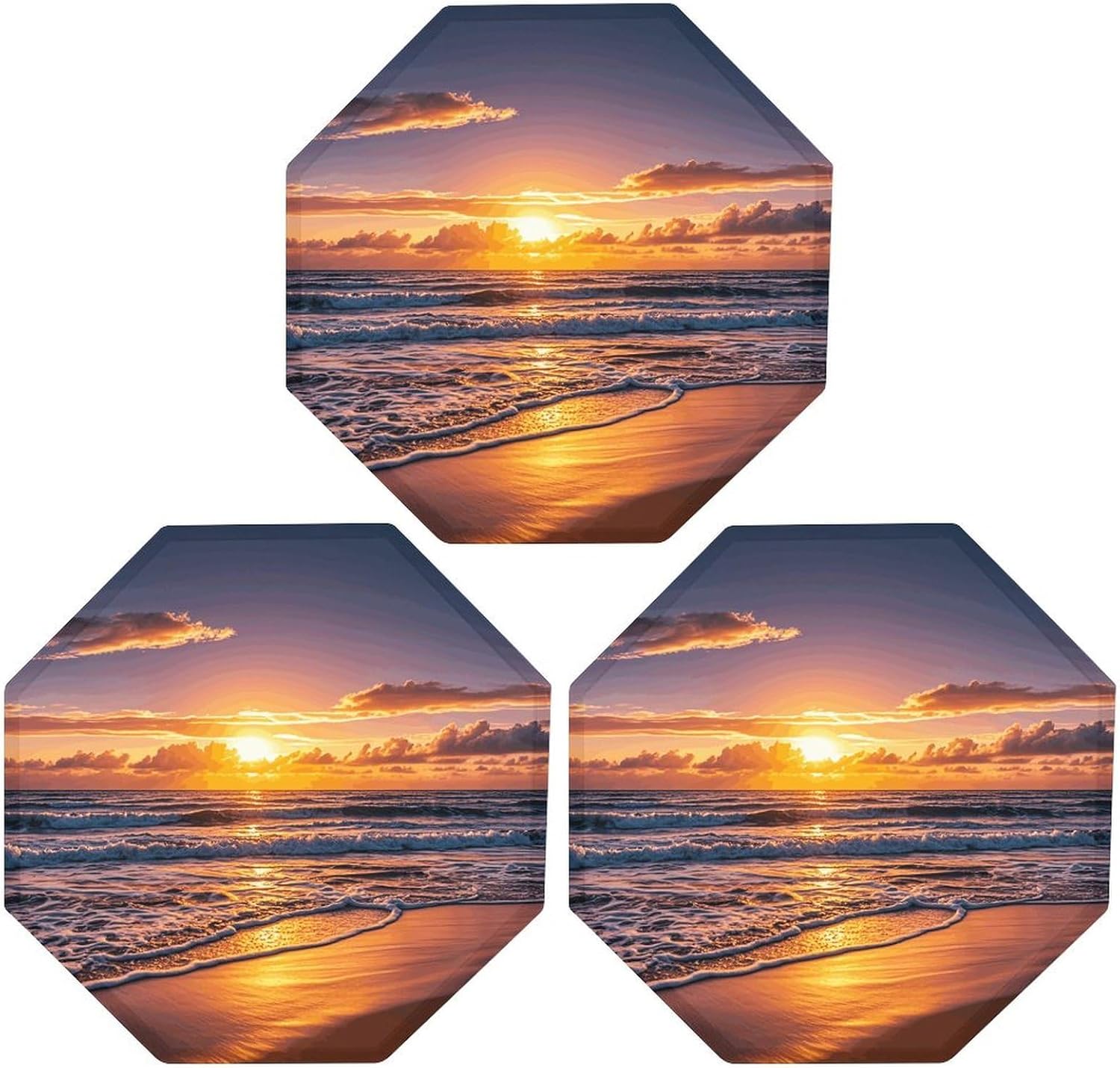 Ctagon Metal Sign for Home, Modern Display Plate for Kitchen, Beach Sunset Waves Plates Accent Hanging Wall Decorations 3PCS for Living Room, Bedroom, Hallway, Hotel