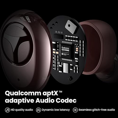 Miniatura 2 de TRANYA Auriculares inalámbricos T6 con audio adaptativo Qualcomm AptX, auriculares Bluetooth CVC 8.0 con reducción de ruido, conexión multipunto,