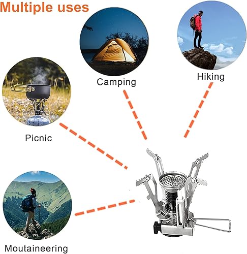 Miniatura 6 de Yodo Ultraligero mochila estufa con encendido piezoeléctrico portátil mini estufa para acampar al aire libre senderismo cocina caza pesca