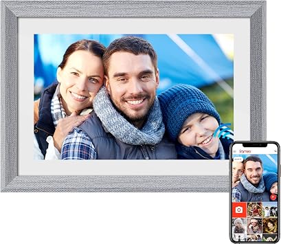 FRAMEO Digital Picture Frame WiFi 10.1 inch IPS Touch Screen HD Display,16GB Storage, Auto-Rotate,Easy Setup to Share Photos or Videos via Frameo APP