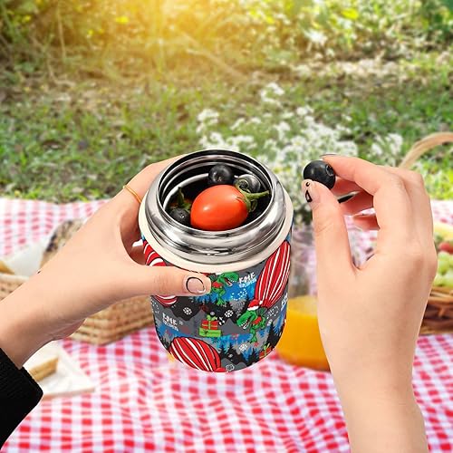 Miniatura 5 de MCHIVER Cristmas Cool Dinosaur Food Jar with Spoon Stainless Steel Vacuum Insulated Food Container 17 oz Food Thermos for Lunch