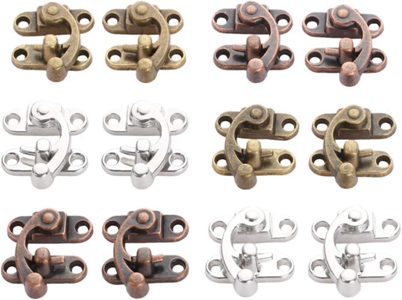 Chinese Antique Box Buckle,Antique Lock Buckle.2pcs 2933mm Antique Iron Padlock Latch Hasp Buckle Horn Catch Clasp Hook Lock for Mini Jewelry Box for Furniture Hardware (Color : E)