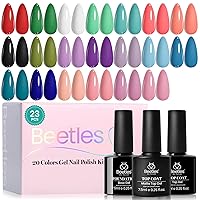 Vista 10 de Beetles - Juego de 67 esmaltes de uñas de gel con luz UV – 12 colores de gelatina ojo de gato rosa, kit de uñas con purpurina roja y azul