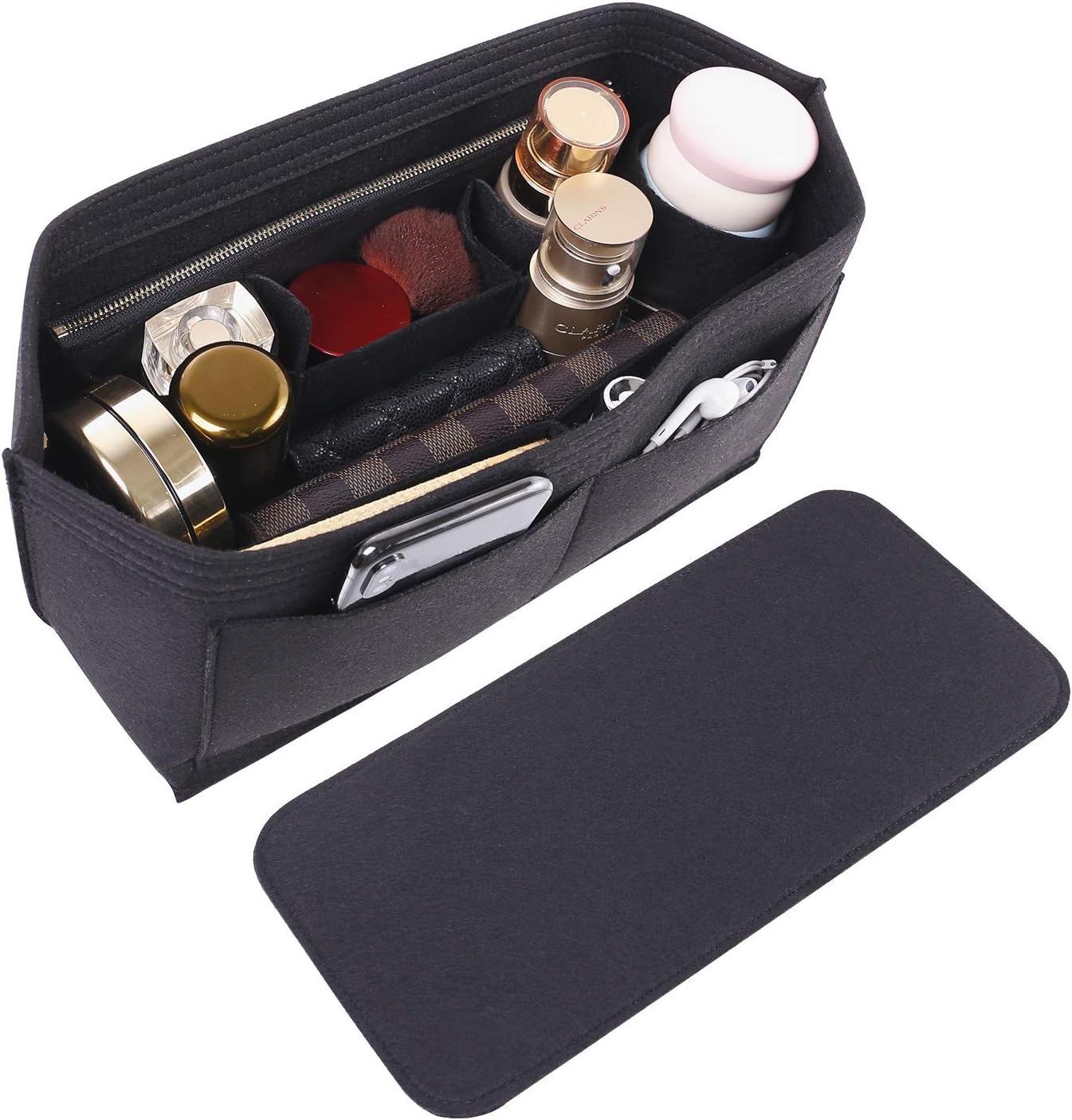 Doxo Felt Handbag Organizer for LV Speedy 30, Neverfull PM (Medium, Black Bag+Black Base)