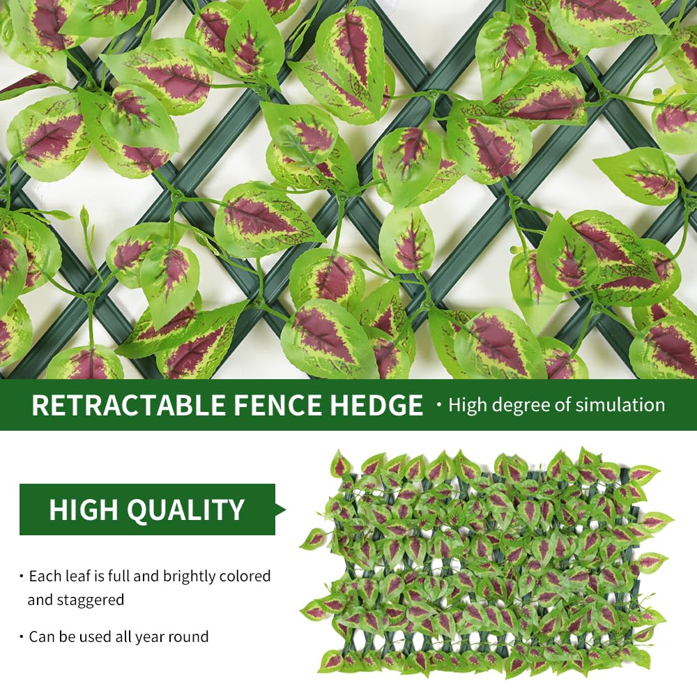 Expandable Garden Fence Panels - Privacy Screen with Faux Ivy & Greenery - 200x30cm, Shiso Leaf - Image 2