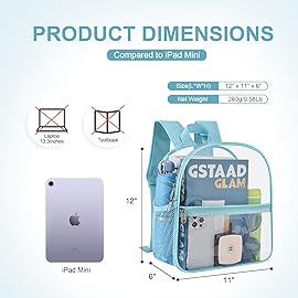 Oraben Clear Backpack for Stadium Events Stadium Backpack Waterproof 12x6x12 Clear Bag for Adult Concert Sport Work