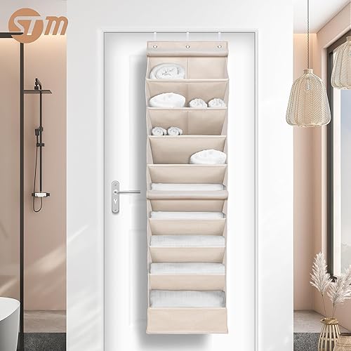 Miniatura 7 de STORAGE MANIAC Organizador de zapatos para colgar sobre la puerta con cortina, resistente al polvo, organizador de zapatos grande y profundo para