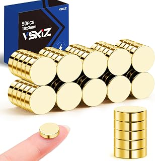 50P Small Magnets 10x3mm Golden Strong Magnets Rare Earth Magnet for Crafts, DIY, Kitchen, Whiteboard, Office