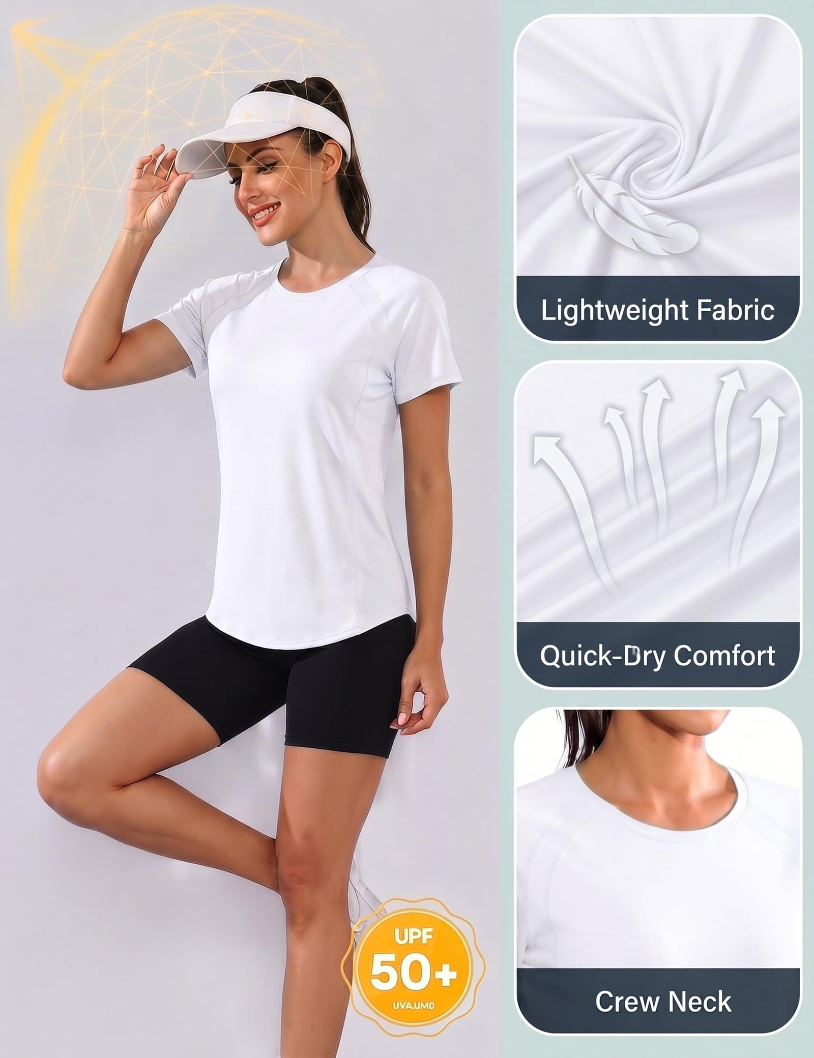 Gyabnw Camiseta Deportiva para Mujer, Camiseta de Manga Corta, Camiseta de Entrenamiento, Rápido Camisetas de Malla Mujer Yoga Fitness Top Ropa Deportiva Entrenamiento Atlético