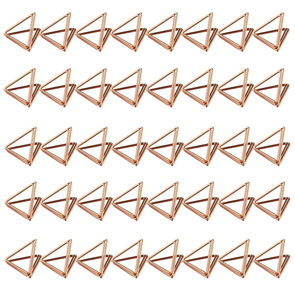 Photo 1 of 40 Pcs Place Card Holders Triangle Shape Table Card Holders Wedding Table Number Holders Photo Holder Pictures Stand Clips (Rose Gold)