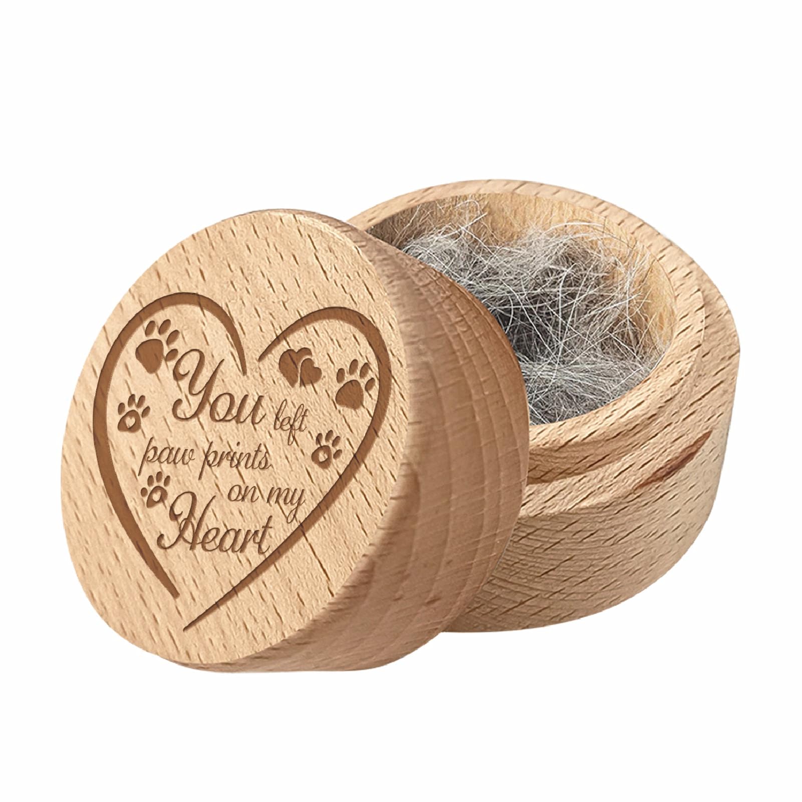 CREATCABIN Pet Hair Keepsake Box Wooden Mini Fur Memorial Box Heart Dog Cat Hair Ashes Container Custom Pets Small Memorial Urn Loss Sympathy Gift for Storing Dogs Cats Hair Teeth Nails Ashes 2x1.6in