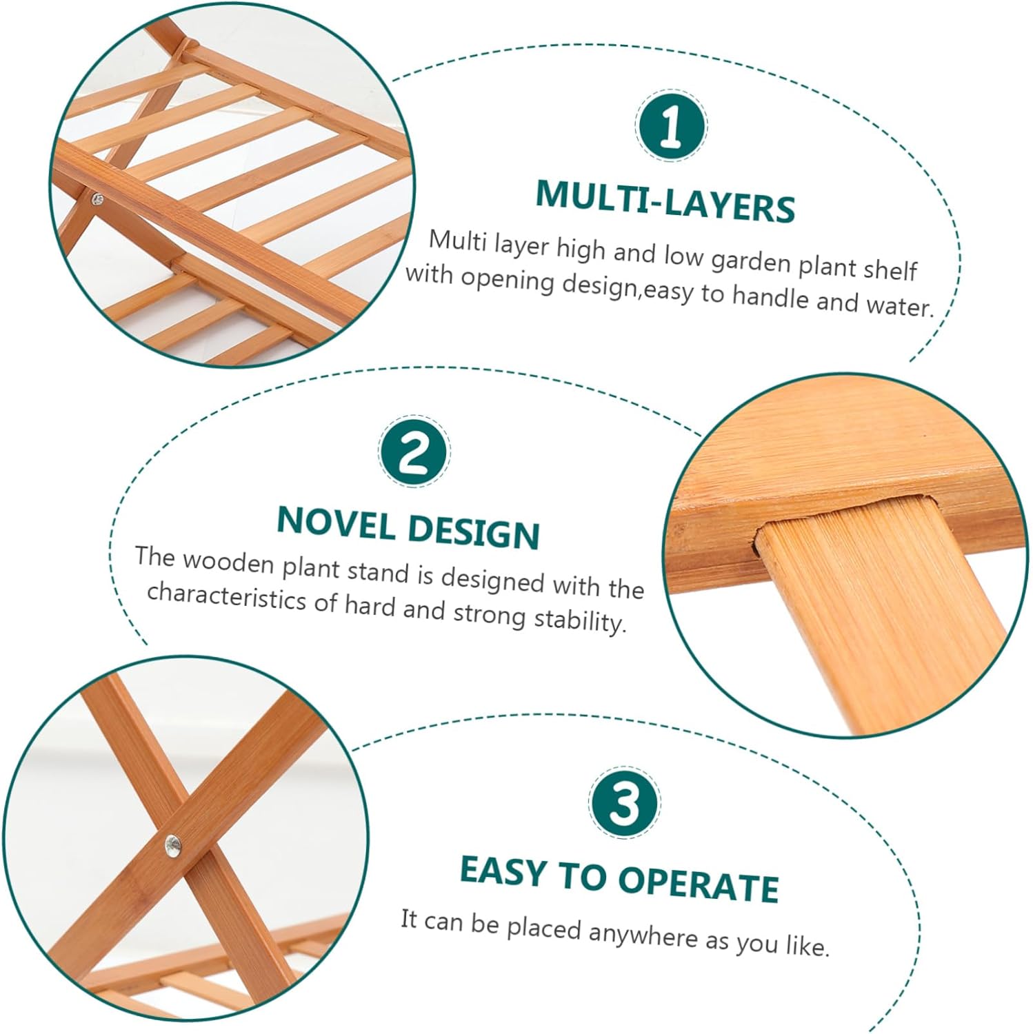 Wooden Plant Stand for Use Multi-tiered Flower Pot Holder Decorative Display Rack for Succulents and Greenery for Balcony and Garden Spaces