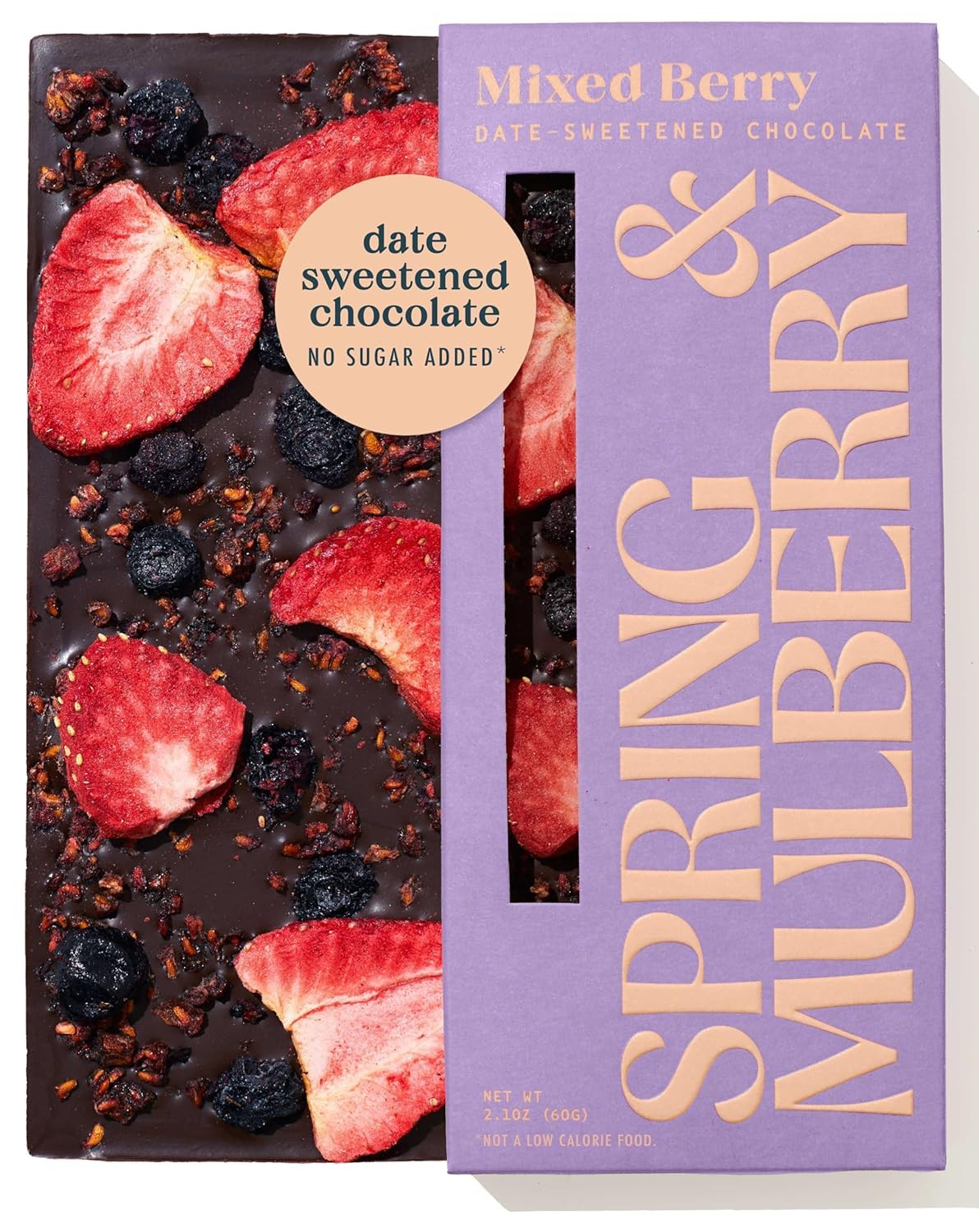 Spring & Mulberry Dark Chocolate Bars – Healthy Dark Chocolate, Date-Sweetened - Mixed Berry 3 Pack