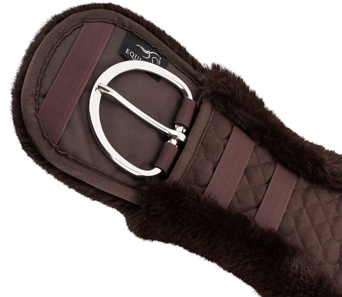 Equinate Pas westernowy Classic z syntetyczną skórą jagnięcą – anatomiczny pas podsiodłowy Western pas biodrowy 65 70 75 80 85 90 cm naturalny brązowy czarny (65 cm brązowy)