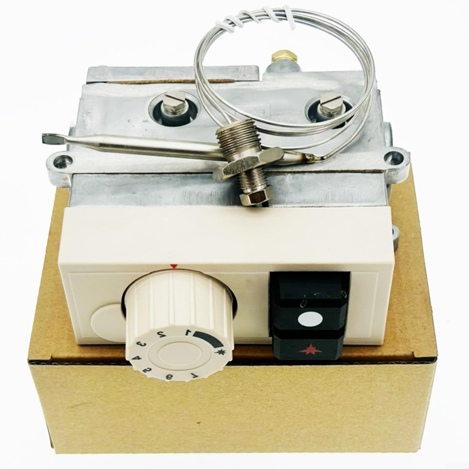 FUBESK Válvula de control de temperatura de gas modelo 630, sonda de acero inoxidable, rango de 100-340 °C, para horno de vapor y parrilla de la serie ALPHA/BIFRONTE/GAMMA/OMEGA, entrada roscada G3/8
