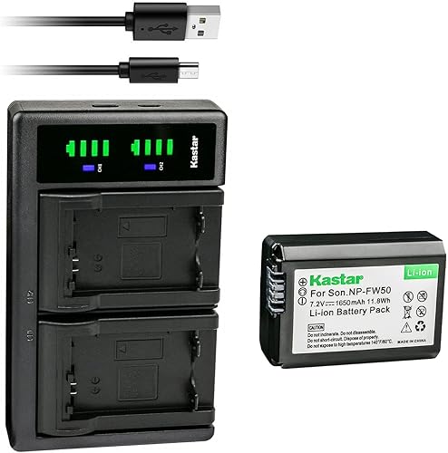 Miniatura 10 de Kastar Paquete de 2 baterías NP-FW50 y cargador USB LTD2 de repuesto para Sony Alpha 6300, a6300, ILCE-6400, Alpha 6400, a6400, ILCE-6500, Alpha