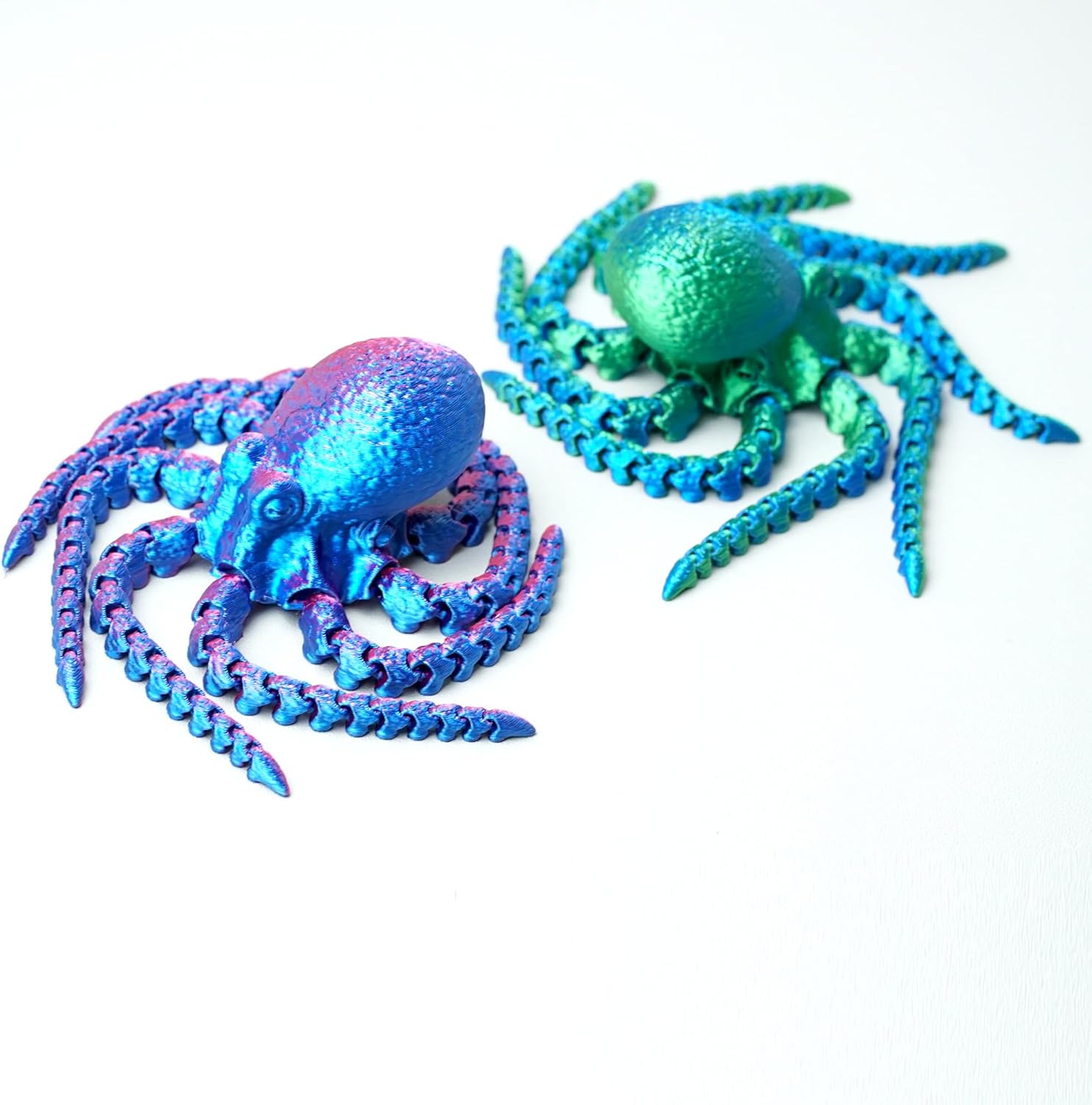 2pcs 3D Printed octopus Model,Flexible Realistic Articulated Animal Fidget Toys,Mystery Figurines Gifts for Easter,Executive Desk Funny Décor and Festival Collectible,Easter Basket Stuffers (RB+GB)