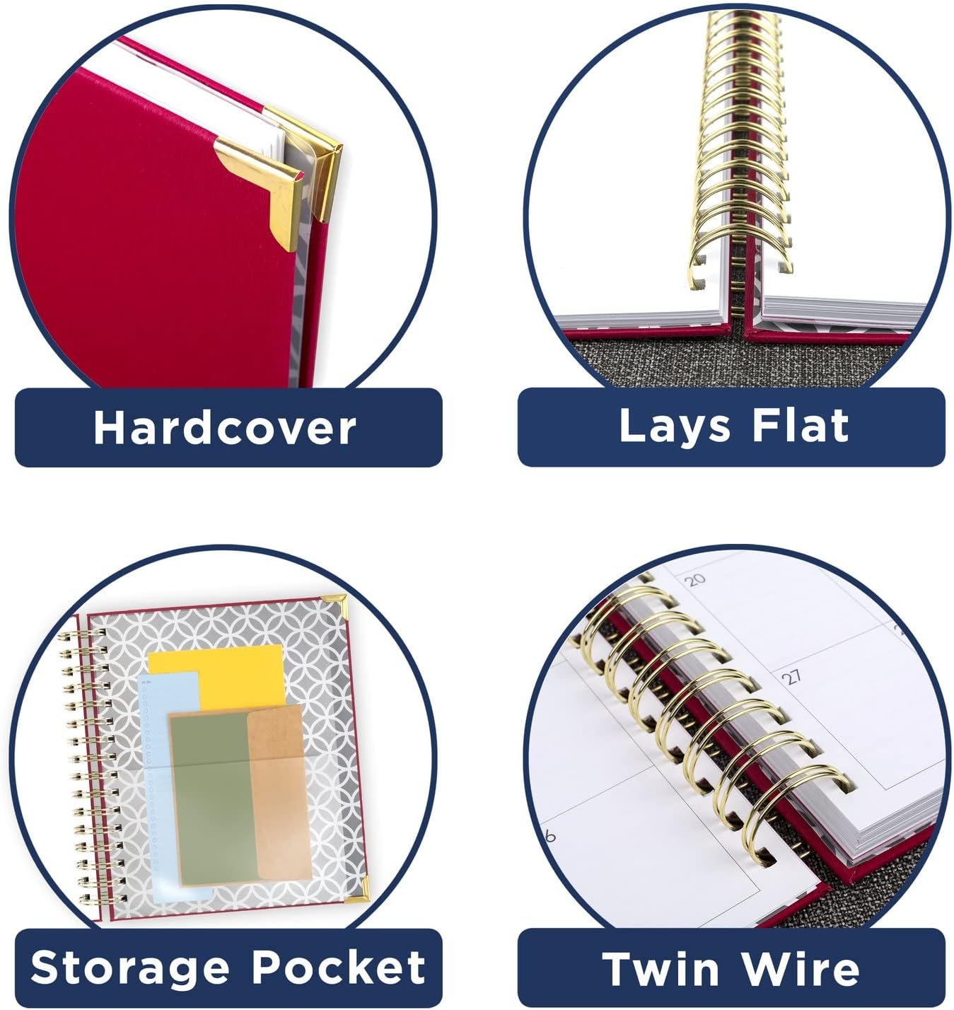 AT-A-GLANCE 2024 Daily & Monthly Planner, 7" x 8-3/4", Medium, Hardcover, Harmony, Berry (6099-806-59-24)