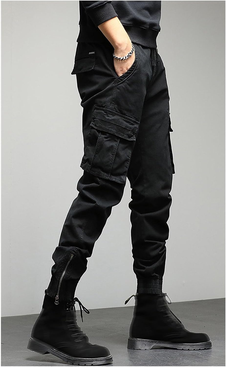 JEKE-DG Men's Casual Stretchy Cargo Pants Regular Fit Outdoor Tapered Pants Fashion Military Joggers Trousers
