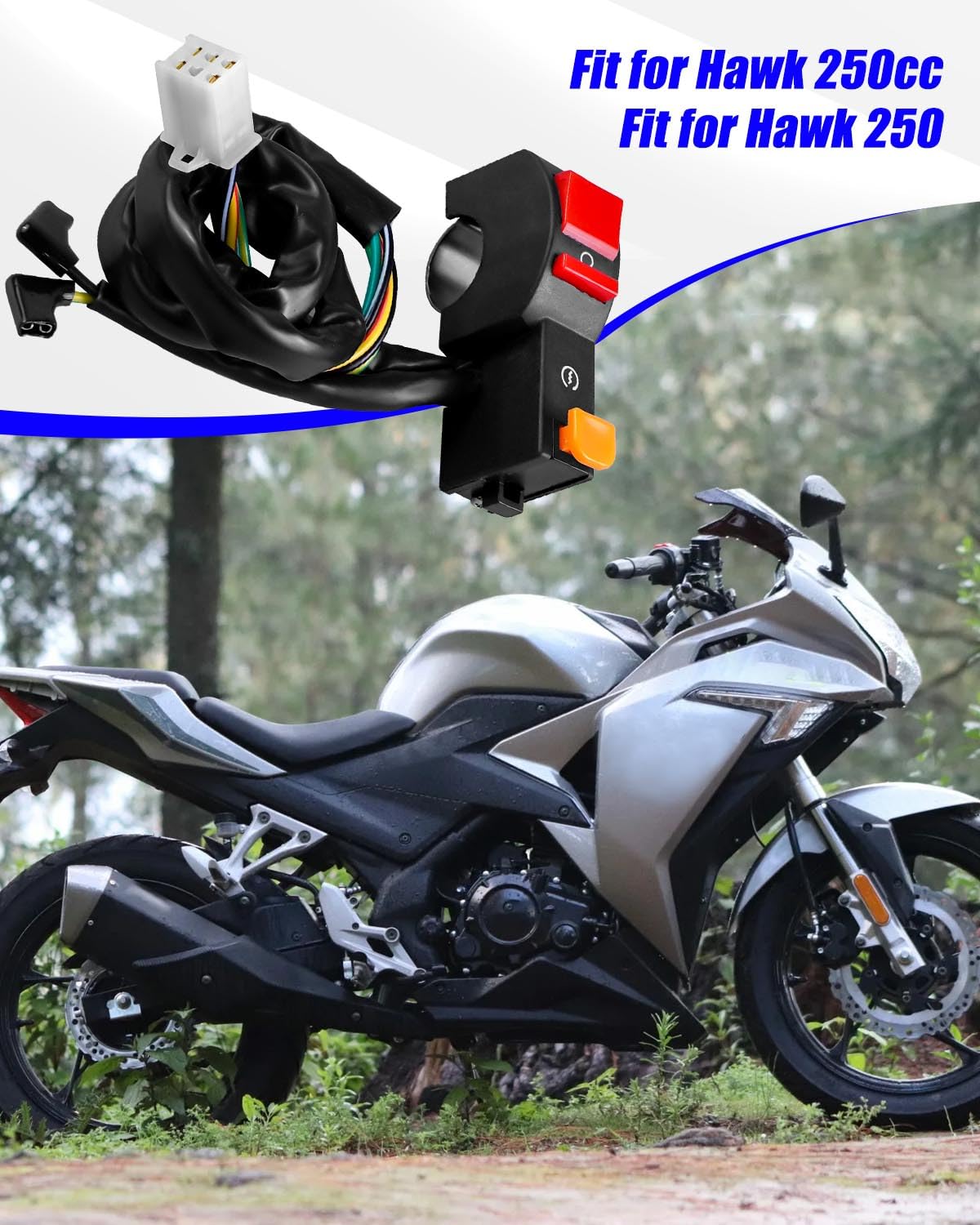 Right Handlebar Kill On Off Switch Fit for Hawk 250 Dirt Bike, Ignition On Off Starter Start Stop Button