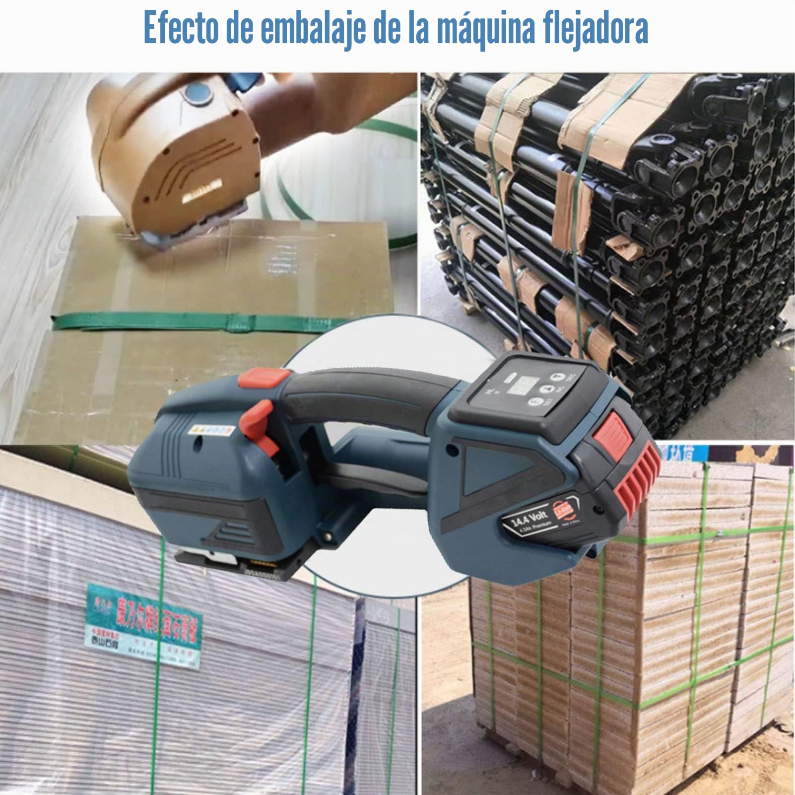 THERES Empacadora eléctrica de Mano, máquina flejadora Completamente automática, Herramienta de Embalaje con Pantalla Digital LED, flejado eléctrico para Correa Pet PP de 13-16mm