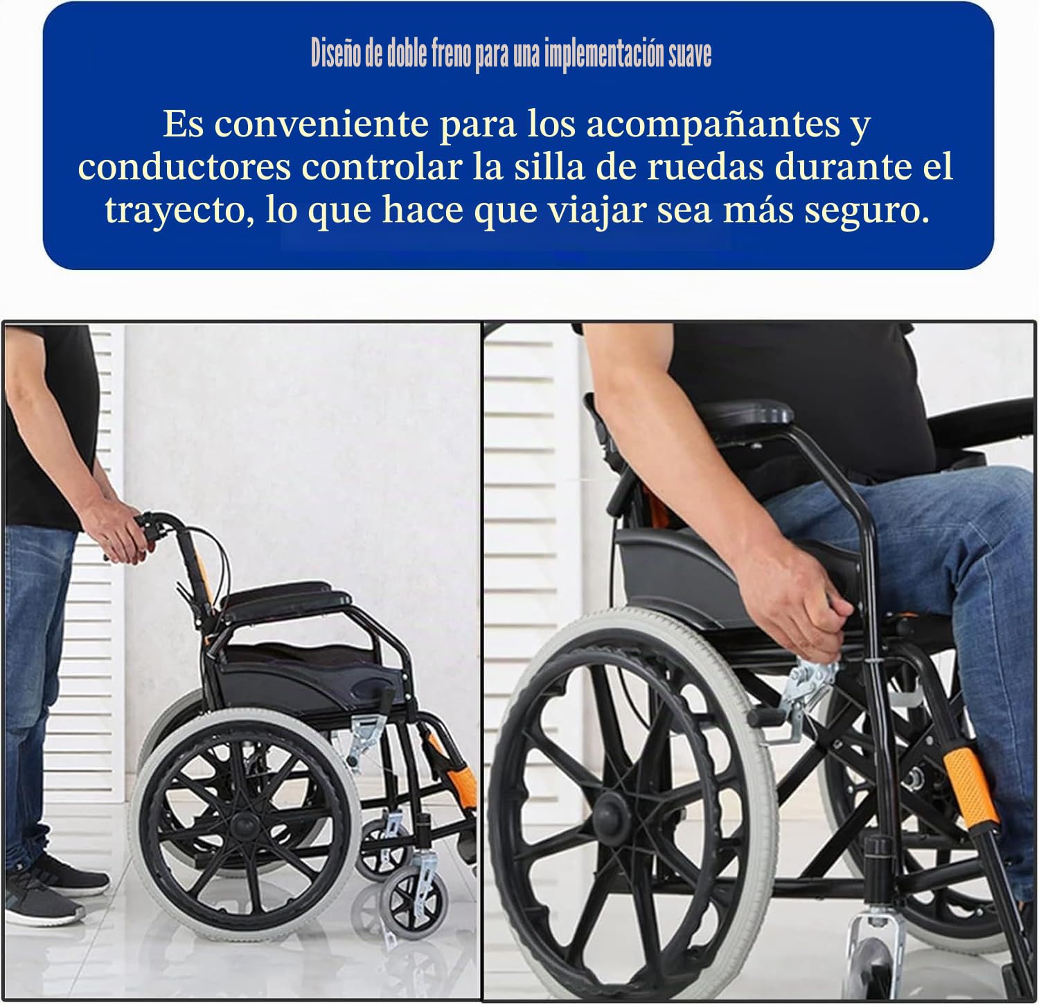 Silla De Ruedas De Transporte Liviana Plegable,Capacidad De Carga 150 Kg,Silla De Ruedas Ligera Y Plegable con Freno De Tambor,con Autopropulsión,Silla De Ruedas De Viaje Black
