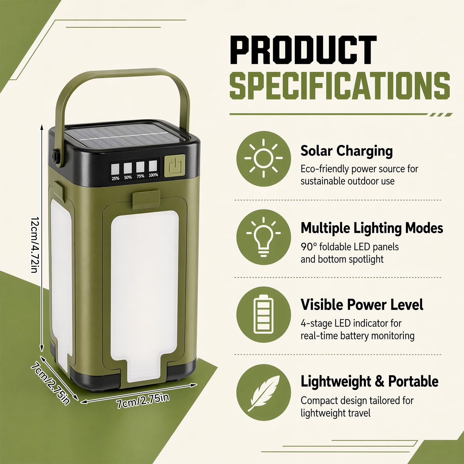 Lampada da campeggio solare e USB-C Carica, 4 luci mobili, 6 modalità, batteria da 2000 mAh, IPX4, impermeabile, pieghevole con gancio per campeggio, escursionismo, emergenze – La tua versatile luce