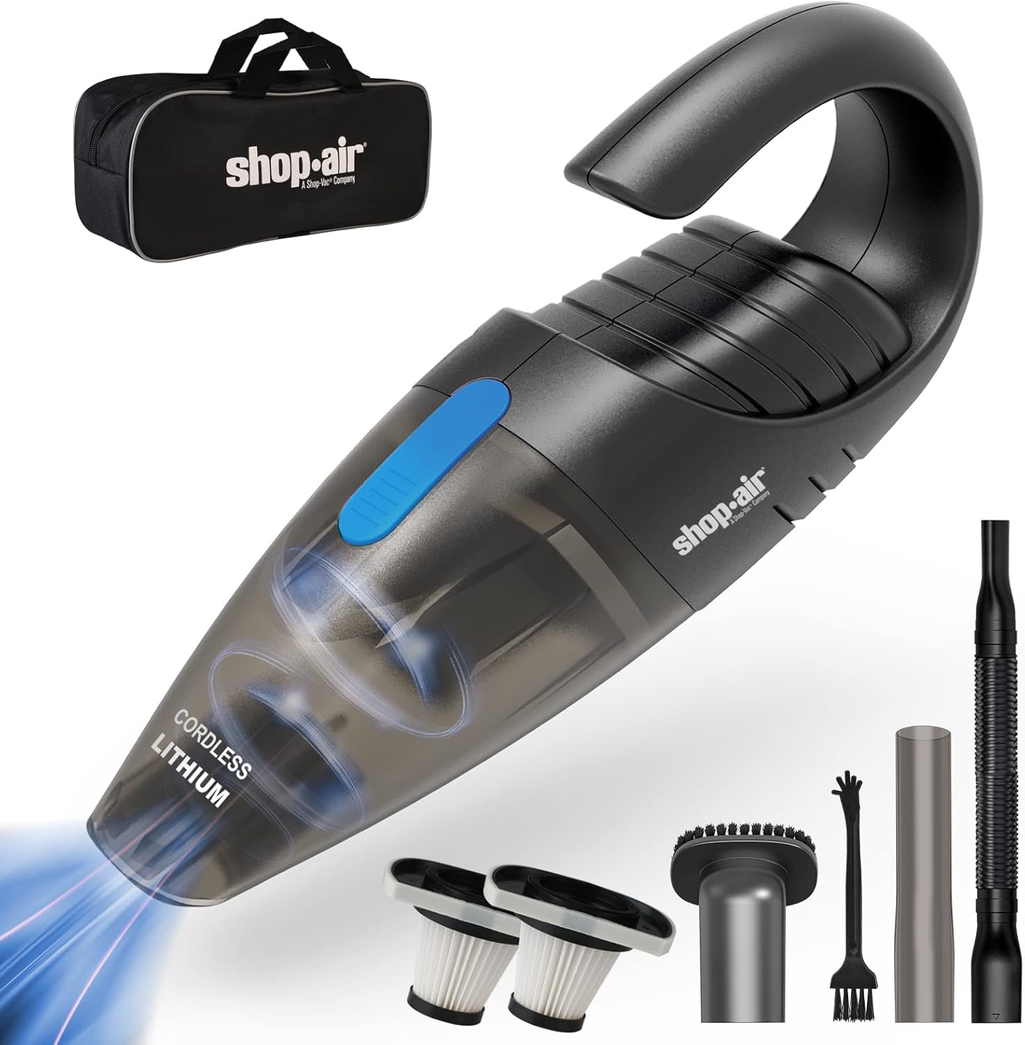 Car Vacuum Cordless, Rechargeable Handheld Mini Portable Vacuum Cleaner with Attachments, Filters and Storage Bag, Suitable for Car, Home (Blue Button)