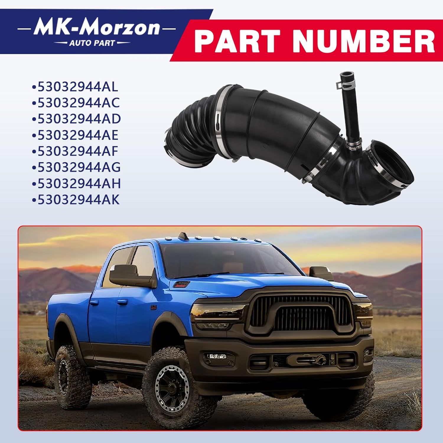 6.7 Cummins Air Intake Hose 696-207 Compatible with 2007-2018 Dodge Ram 2500 3500 4500 5500 6.7L Diesel Engine Air Intake Hose Replaces# 53032944AL 53032944AC