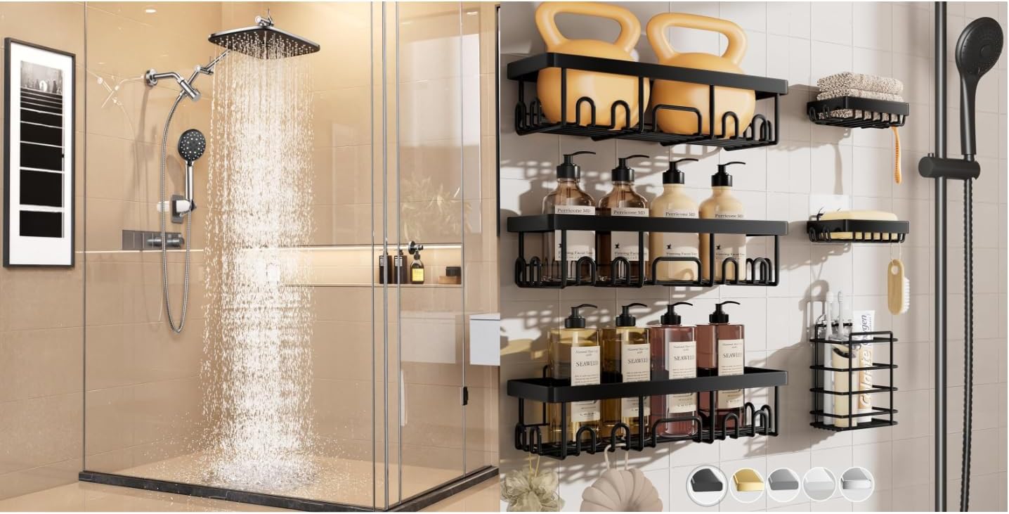 Veken Shower Head & Shower Caddy