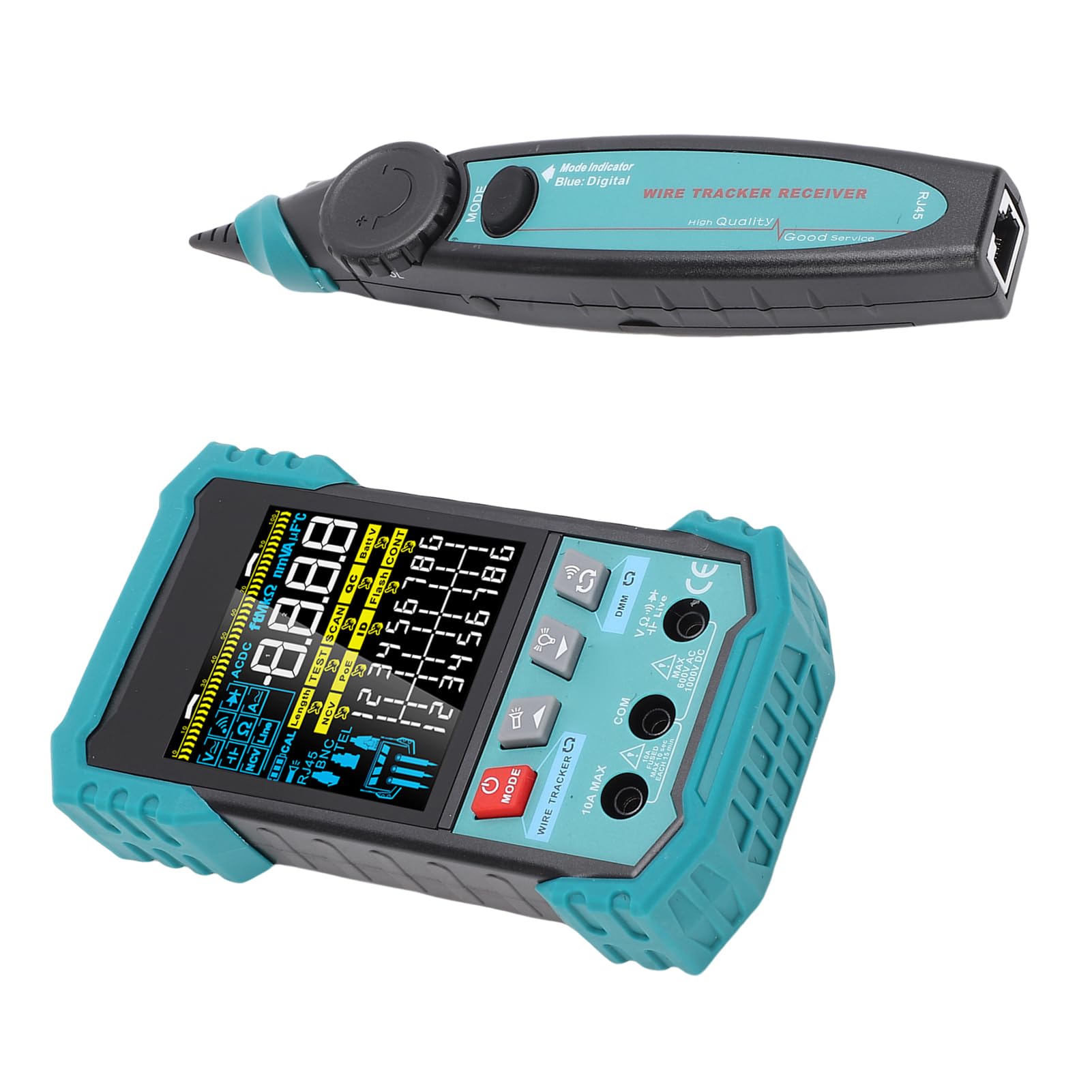 Eujgoov Tester per Cavi di Rete RJ45 con Multimetro e Rilevamento PoE per Test di Cavi Ethernet e Misurazione Portatile della Lunghezza