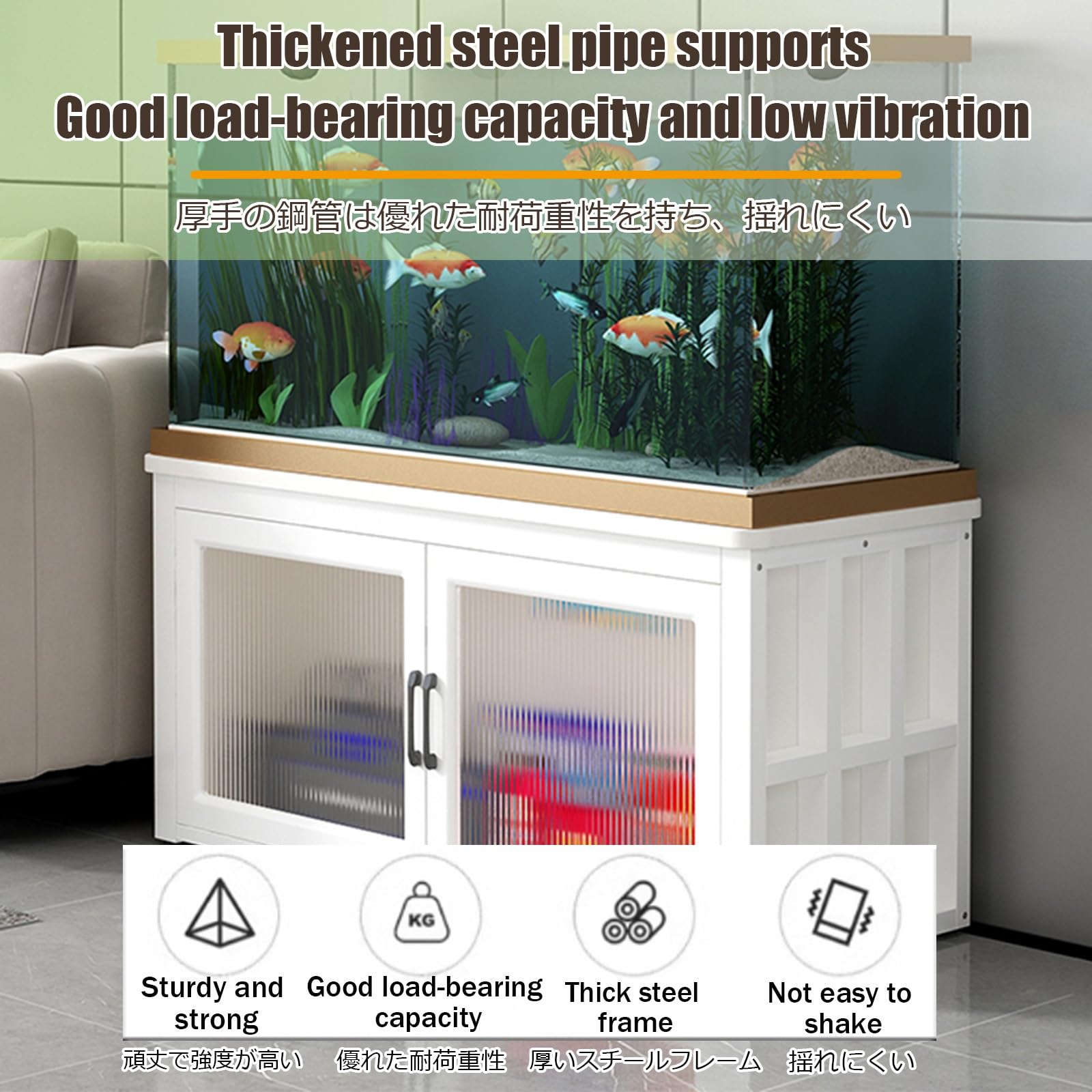 Soporte De Metal Para Pecera Mueble Para Acuario De Madera Blanca Soporte Robusto En Estilo CláSico Y Esencial Para Tener Un Kit Completo De Accesorios(Black gray,60*45cm)