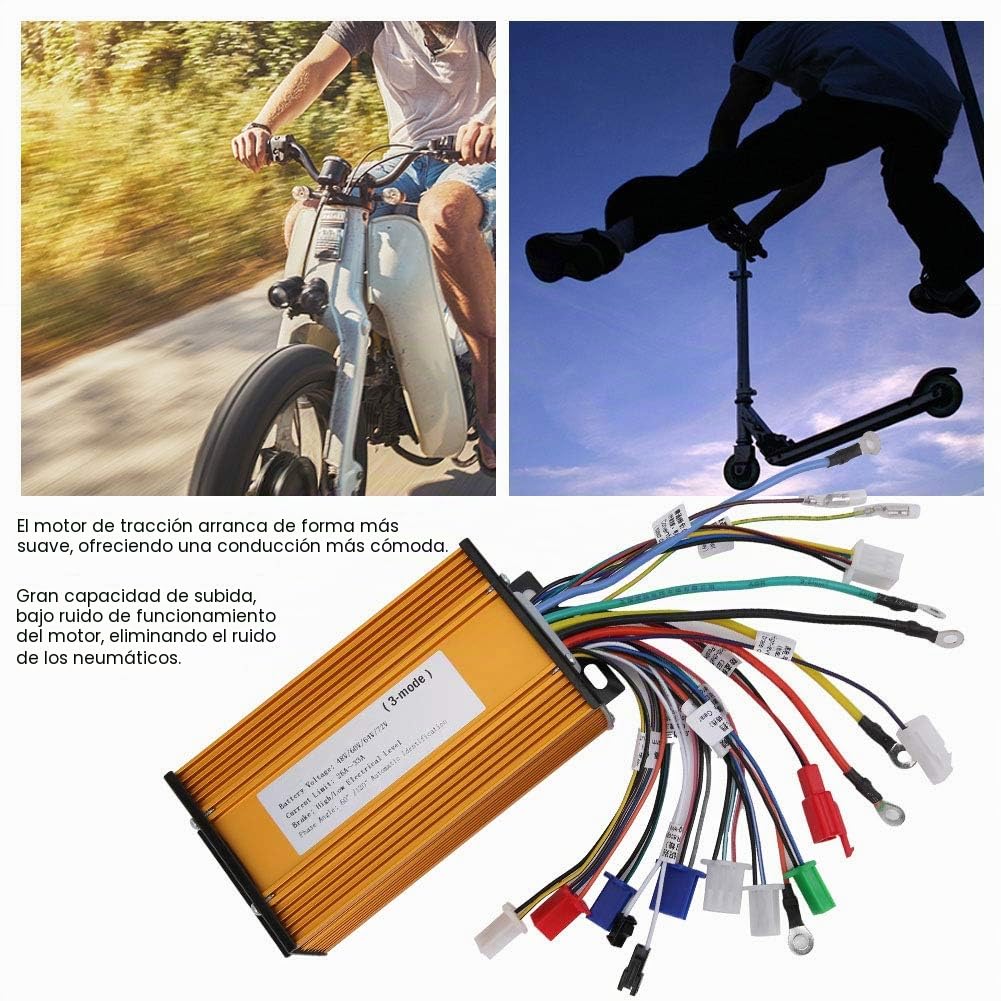 Dioche Controlador de Motor de Velocidad sin Escobillas para Bicicleta Eléctrica, 12 Tubos, Sinusoide de Tres Modos para Elektroroller, 48V, 60V, 64V, 72V, 1000W-1500W