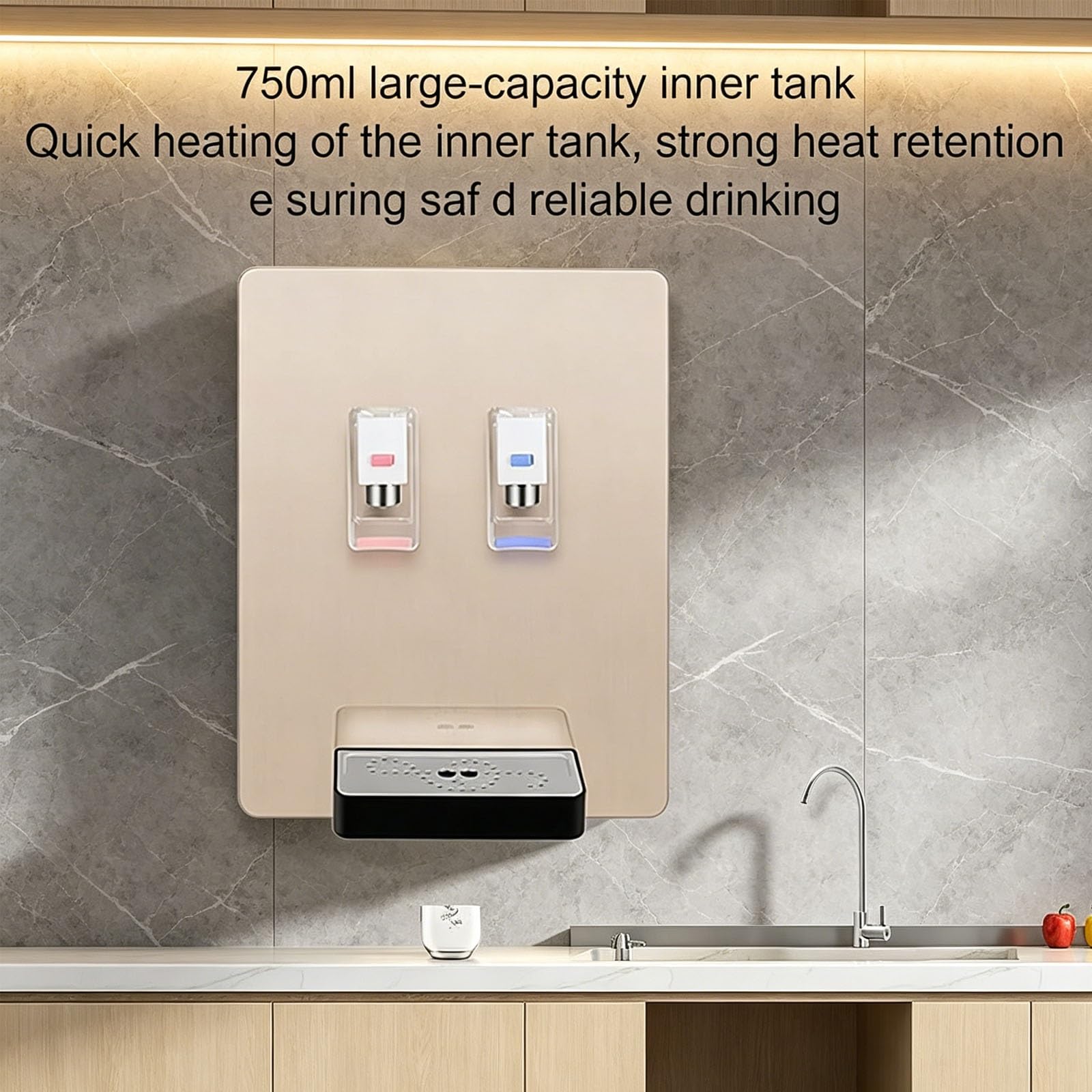Wand-Wasserspender, Bodenstehender Wasserspender, GehäRtetes Glas Panel, Kindersicherung, Abs-Kunststoff-GehäUse, Wasserspenders Mit Festwasseranschluss FüR Das Wohnzimmer.