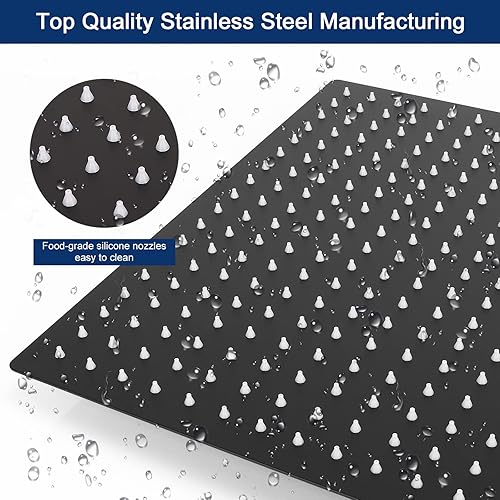 Miniatura 3 de NearMoon - Cabezal de ducha de lluvia con brazo de ducha, cabezal de ducha cuadrado para montaje en techo, cabezal de ducha de techo de acero