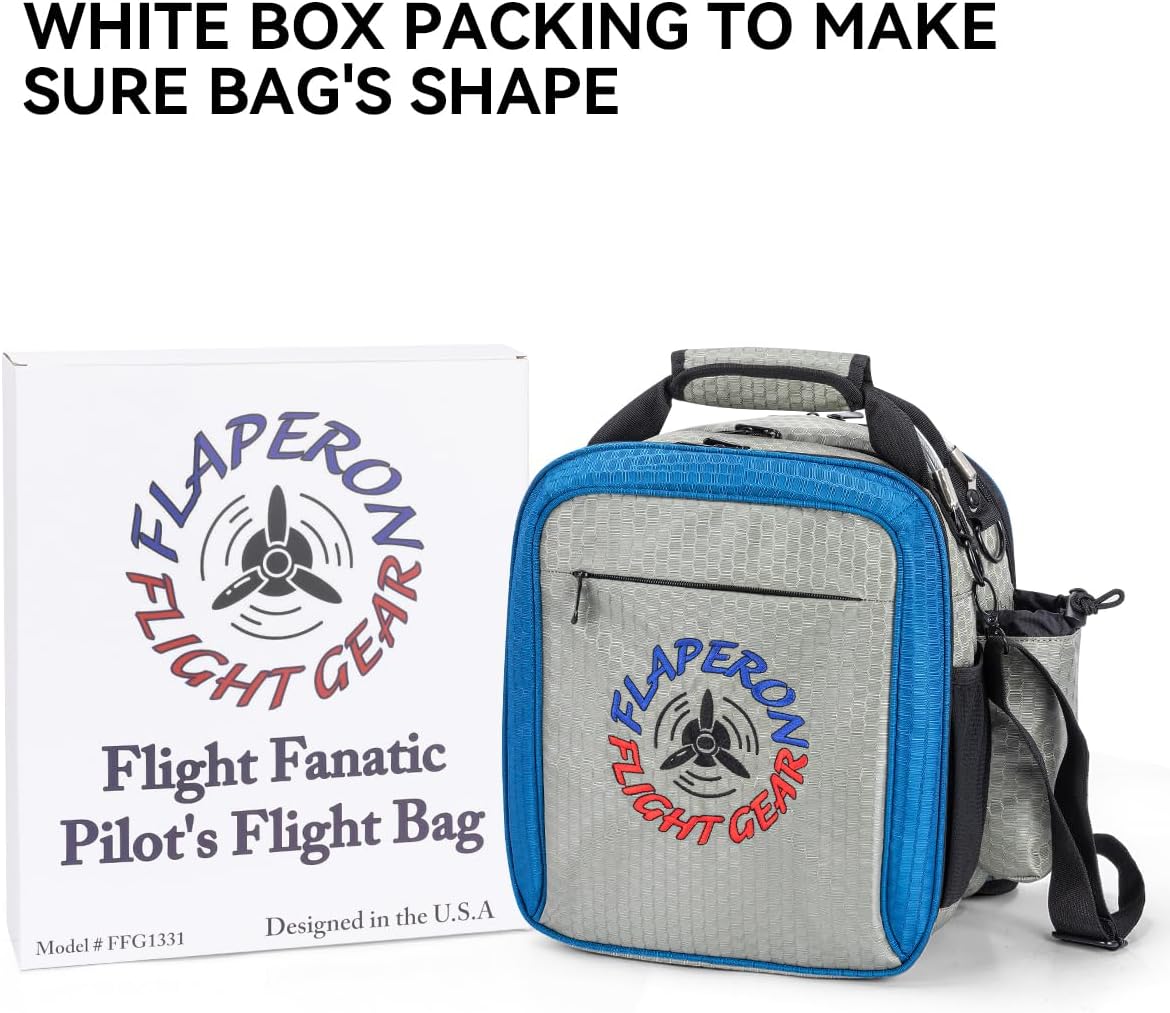 Pilot Flight Bag – Compact Aviation Headset & iPad/Tablet Bag with Multi-Pocket Storage, Shoulder Strap, Honeycomb Nylon (Gray/Blue) - Image 8