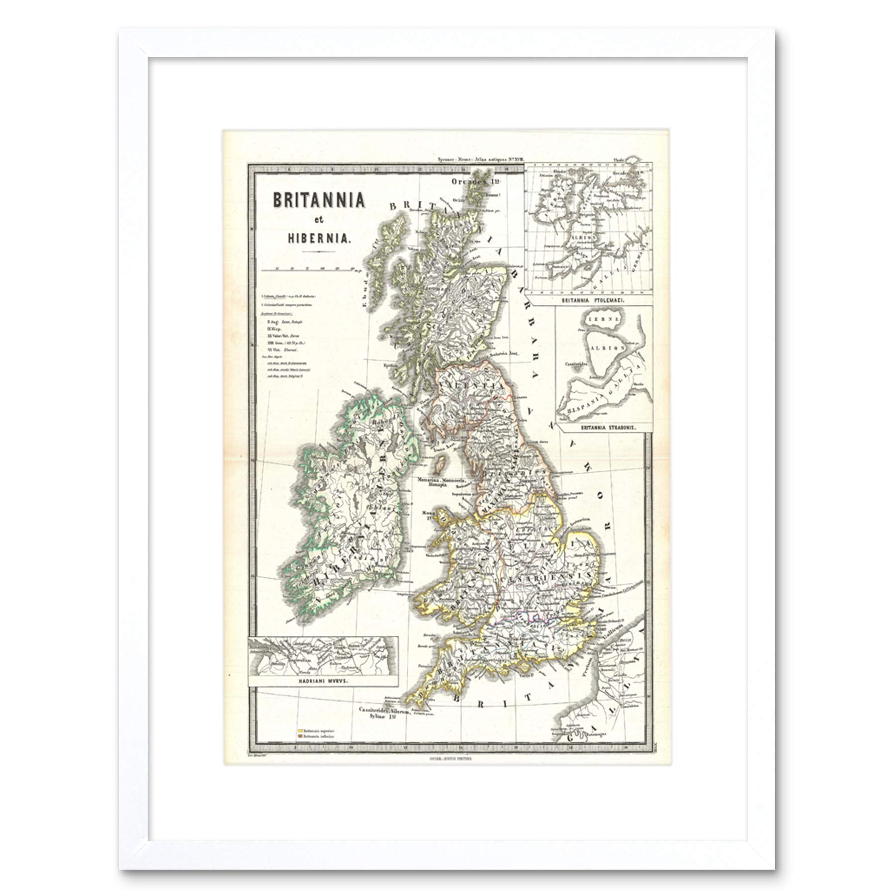 Wee Blue Coo 1865 Spruner Map British Isles England Scotland Ireland Framed Wall Art Print