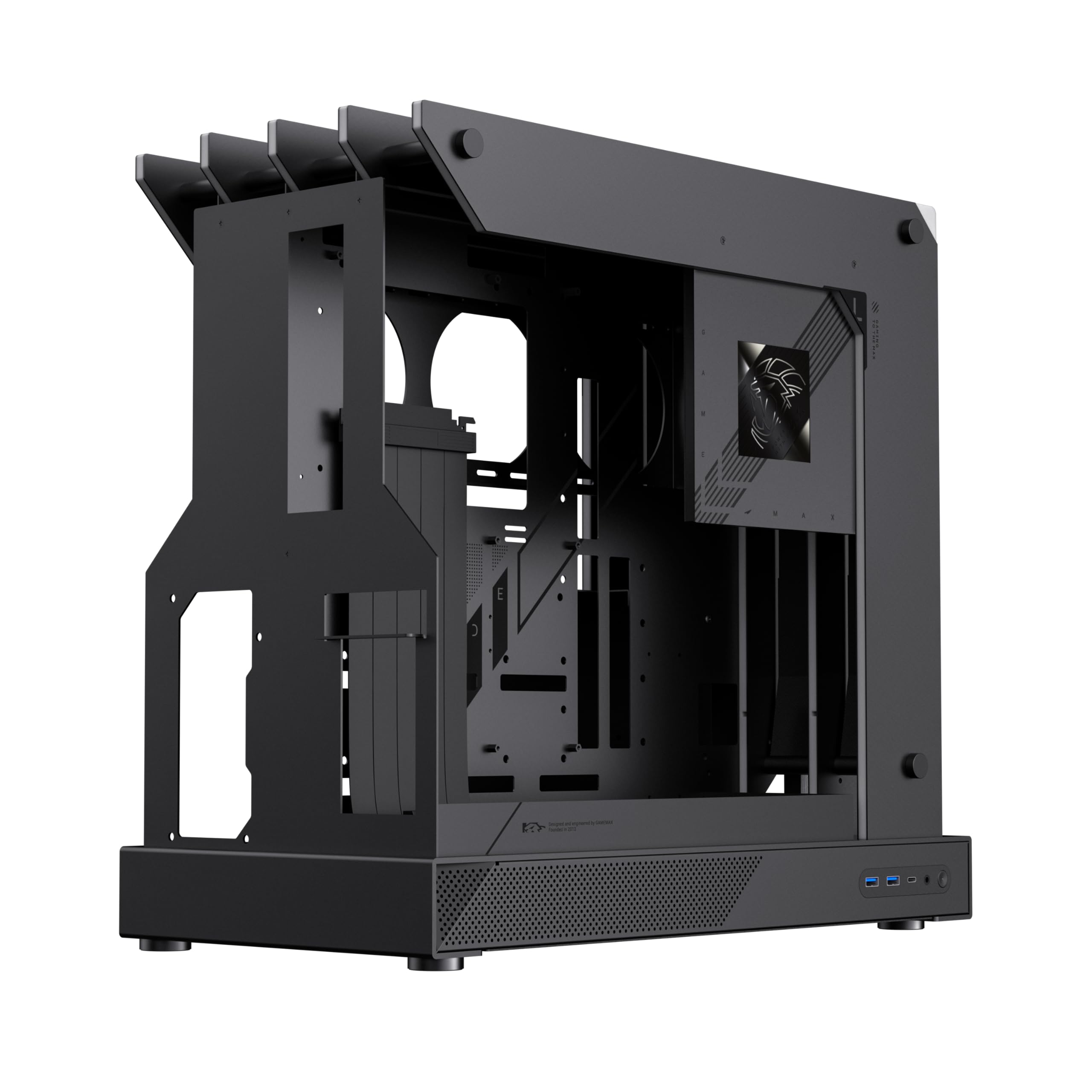 GAMEMAX BLADE CONCEPT Case PC, ATX Gaming, Illuminazione RGB a Forma di Artiglio con 277 LED, Compatibile con GPU Serie NV50 con Riser PCIe 4.0, Montaggio Verticale GPU, Edizione MOD Limitata