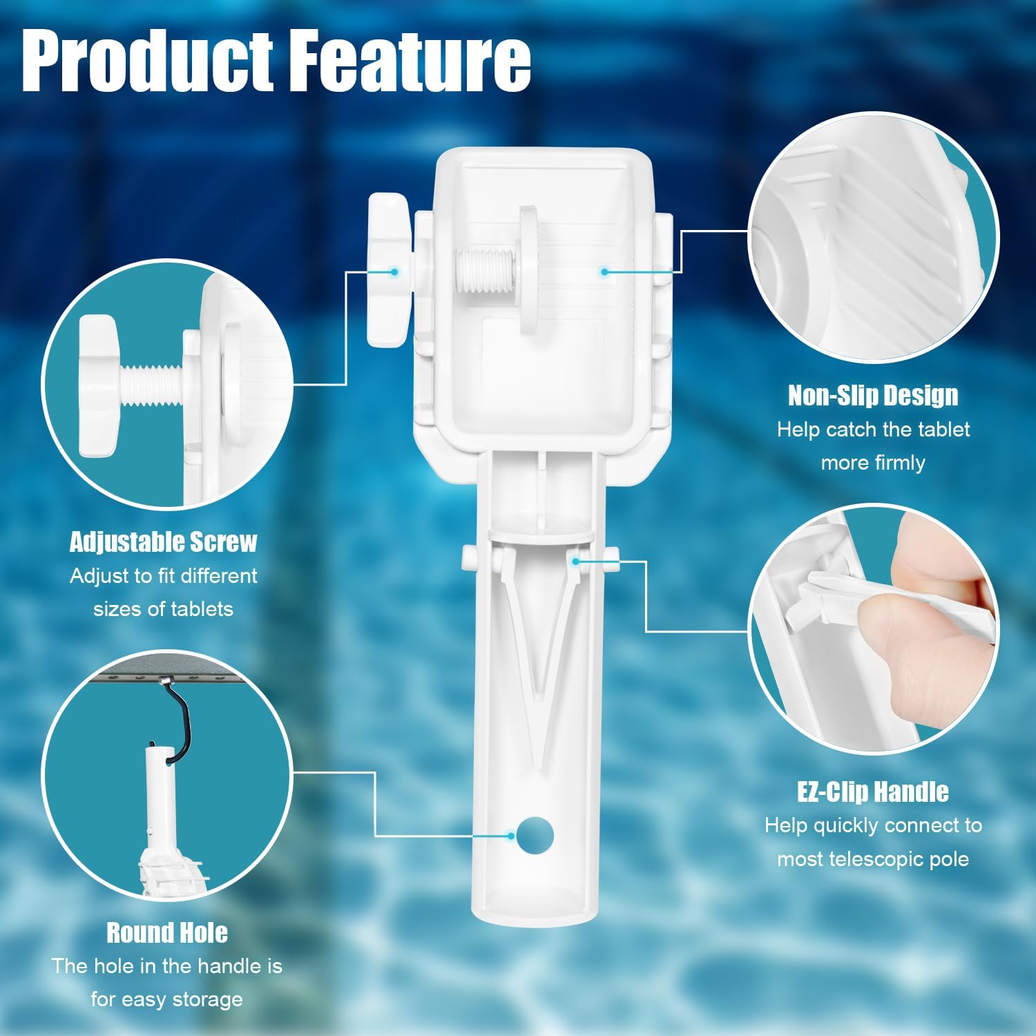 Pool Tab Holder Tablet Holder with EZ-Clip Handle for Pool Care, Fits for 3-Inch Chlorine Tablet