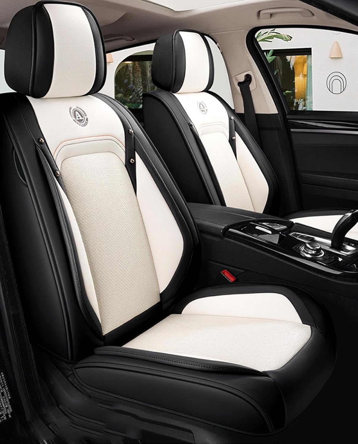OYWEHECE Car Seat Covers Full Set,Faux Leather Seat Covers for Cars SUV,Super Breathable,Full Wrapping Edge,Universal Automotive Seat Covers Fit for Most Sedans,D