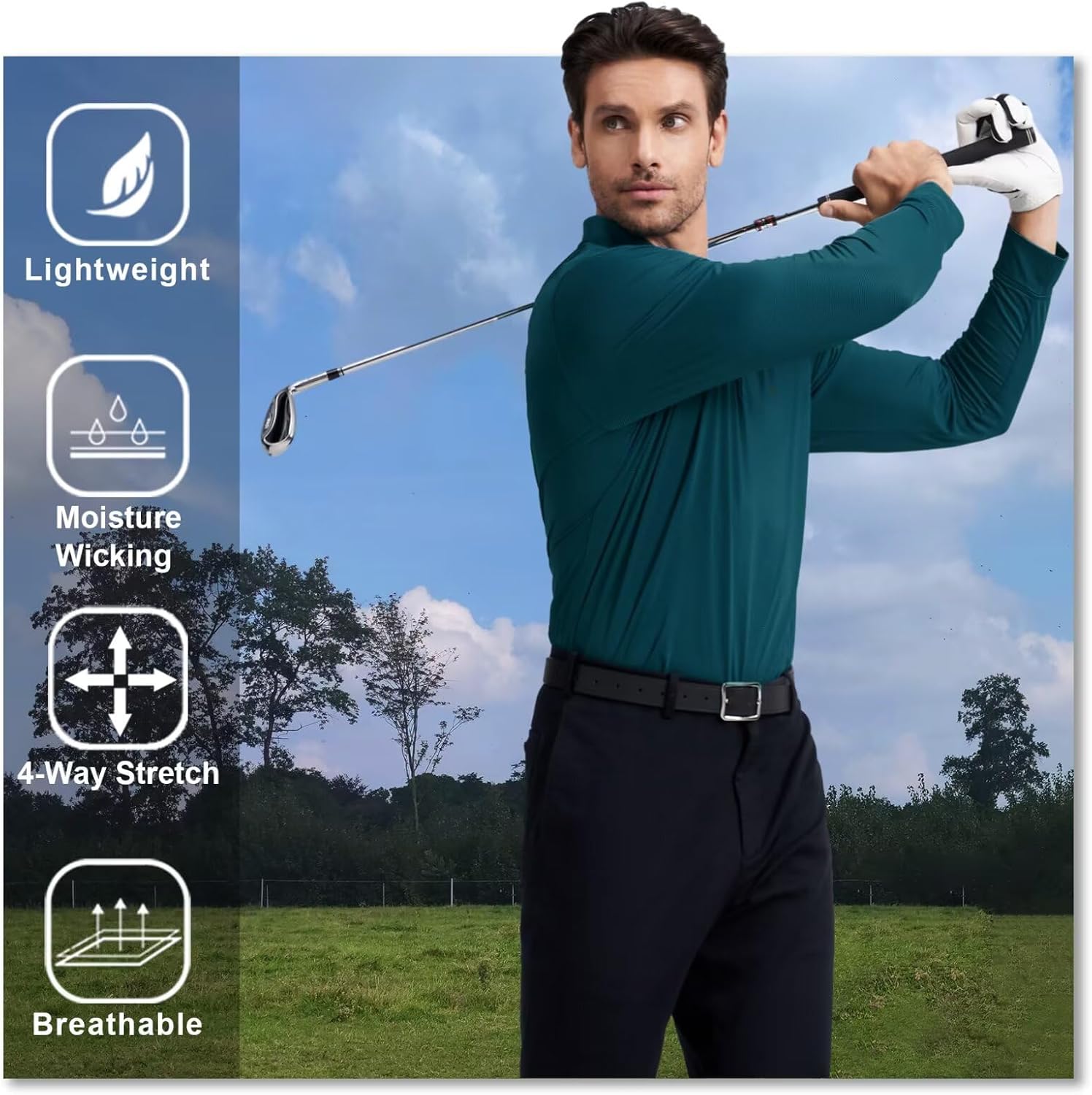 M MAELREG Short and Long Sleeve Polo Shirts for Men Dry Fit Performance Moisture Wicking Sport Pin Striped Mens Golf Shirts - Image 5